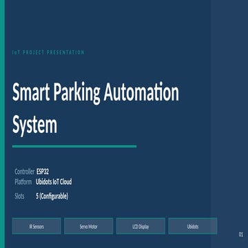 Smart Parking Automation System Using ESP32 and Ubidots IoT Cloud | PPTX
