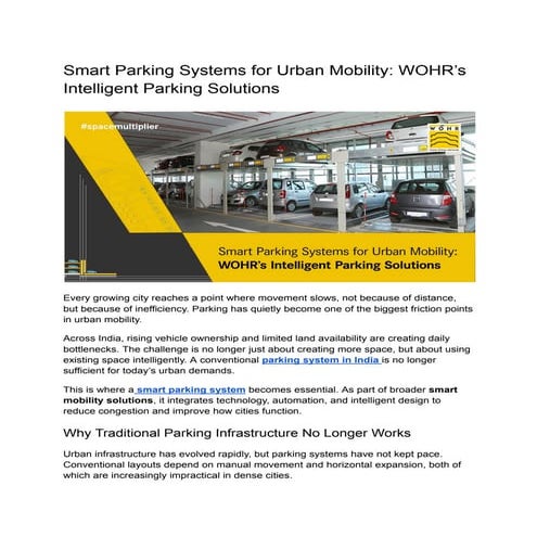 Smart Parking Systems for Urban Mobility WOHR’s Intelligent Parking ...