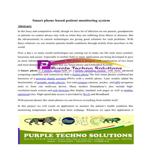Smart phone based patient monitoring system