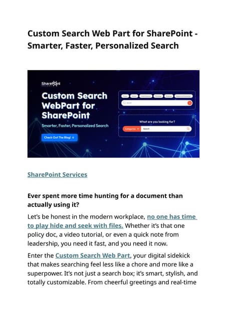 Custom Search Web Part for SharePoint - Smarter, Faster, Personalized Search