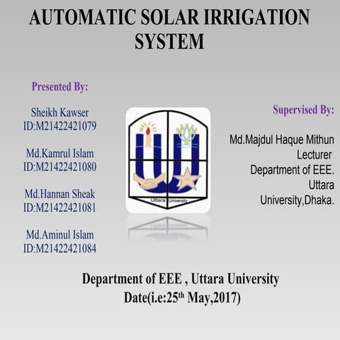 Solar Powered Smart Irrigation System | PDF