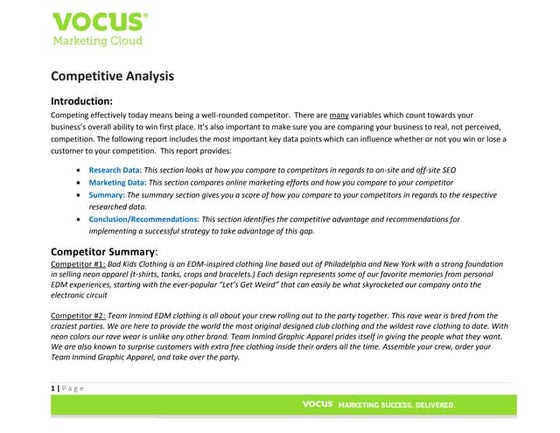 Vocus Smart Start Competitive Analysis 