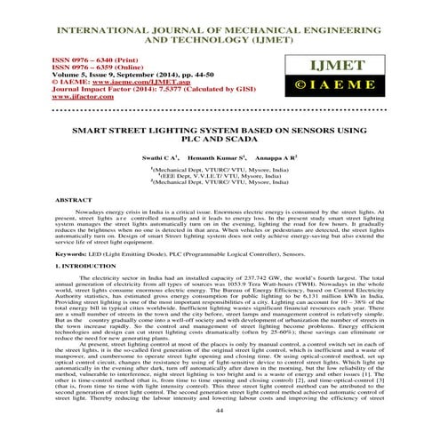 Smart street lighting system based on sensors using plc and scada | PDF