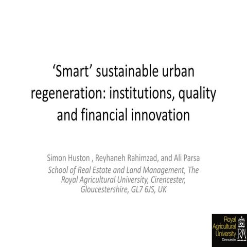Smart Sustainable Urban Regeneration