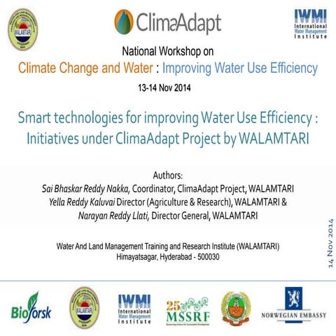 Smart Technology For Water Use Efficiency Climaadapt Pptx