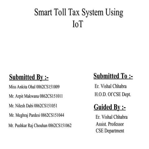 SMARTtoll System using IoT [Autosaved].ppt