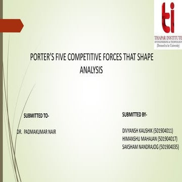 Strategic Management Presentation on Porter's Five forces | PPTX