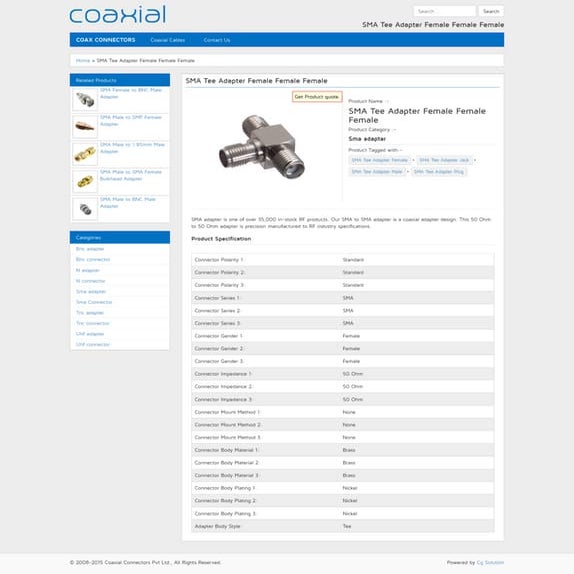 Sma tee adapter female female female
