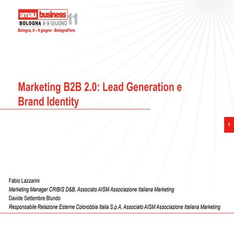 Marketing B2B 2.0: Lead Generation e Brand Identity