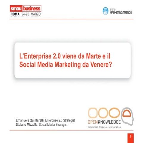 L'Enterprise 2.0 viene da Marte e il Social Media Marketing da Venere?