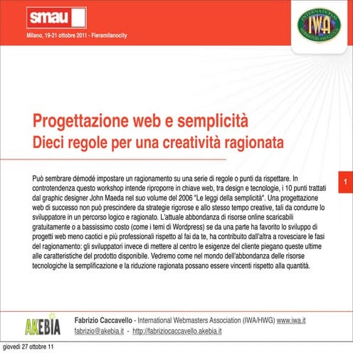 Progettazione web e semplicità: dieci regole per una creatività ragionata