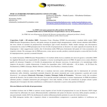 Smb Disaster Preparedness Survey Italia