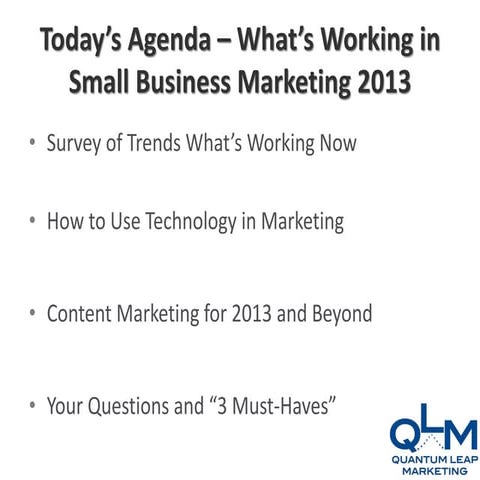 What's Working for SMB Marketing in 2013