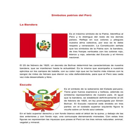 Los símbolos patrios del perú | PDF