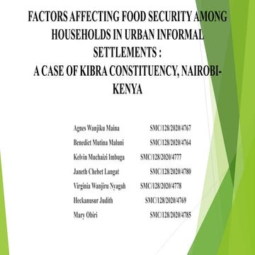 FACTORS AFFECTING FOOD SECURITY AMONG HOUSEHOLDS IN URBAN INFORMAL SETTLEMENT