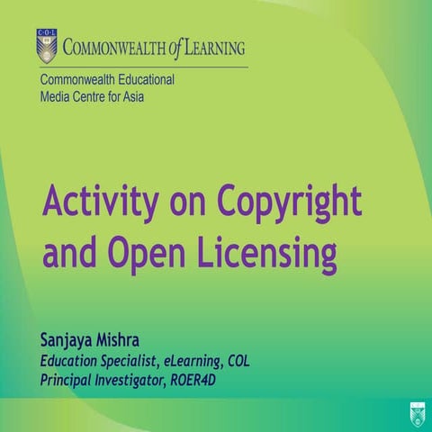 Activity on Copyright and Open Licensing