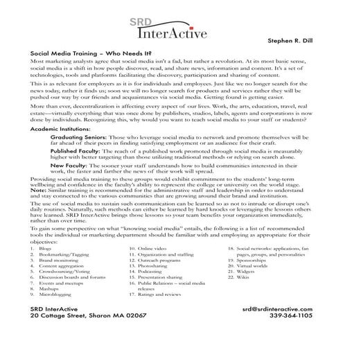 Social Media Training for Academic organizations