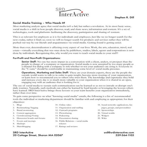 Social Media Training for Corporate organizations