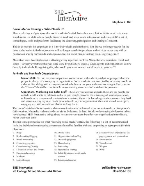 Social Media Training for Corporate organizations