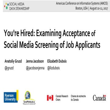 You're Hired: Examining Acceptance of Social Media Screening of Job Applicants