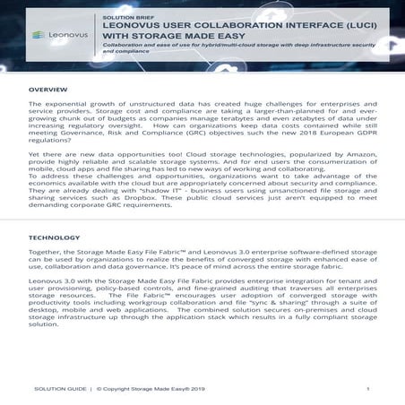 The Enterprise File Fabric for Leonovus User Collaboration Interface (LUCI)