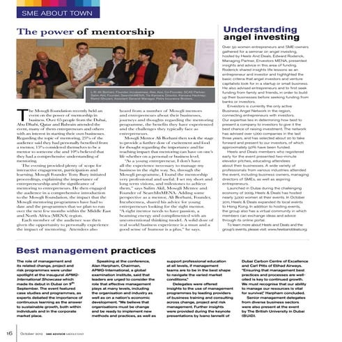 Mowgli: The Power of Mentorship_SME Advisor Magazine article_Dubai_October 2012