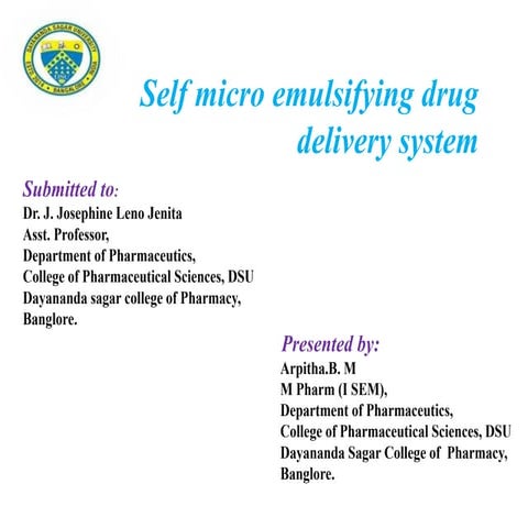 self micro emulsifying drug delivery system