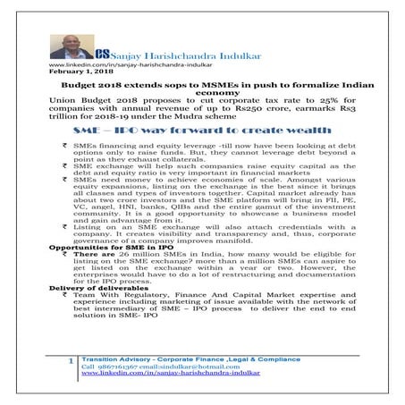 Sme – ipo way forward to create wealth