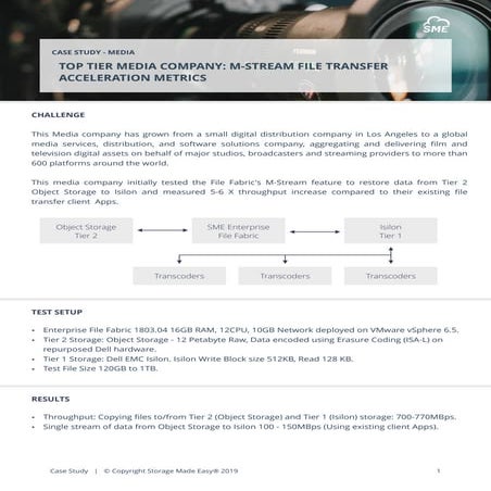 Storage Made Easy Case Study | Top Tier Media Company, M-Stream® File Transfe...