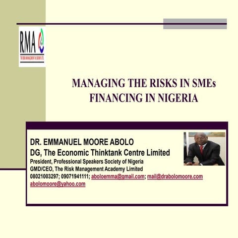 Managing the Risks in SMEs Financing | PPT