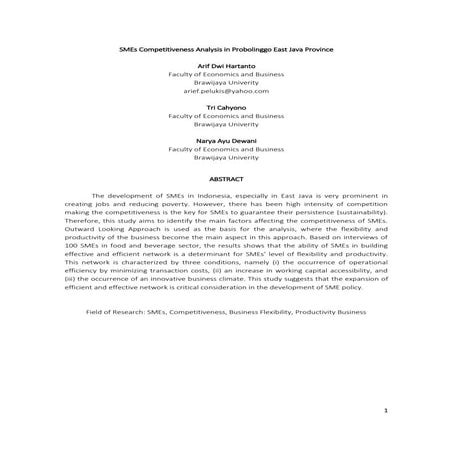 SME'S Competitiveness Analysis