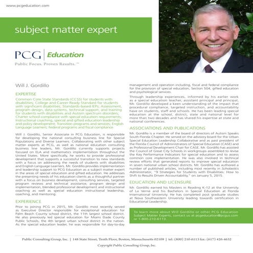 Will Gordillo, PCG Education Subject Matter Expert