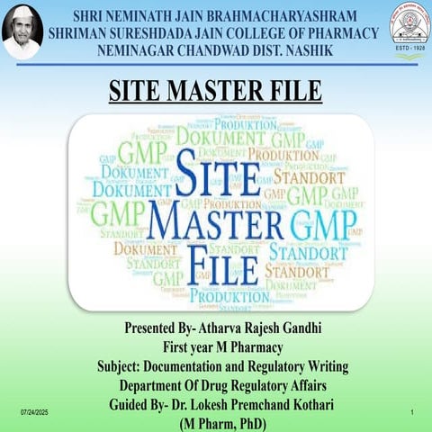 SMF.pptx SITE MASTER FILE Drug regulatory affairs