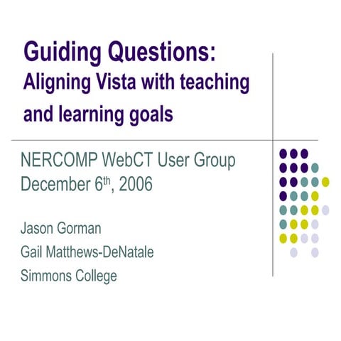 Guiding Questions: Aligning Online Course Experiences with Teaching and Learn...