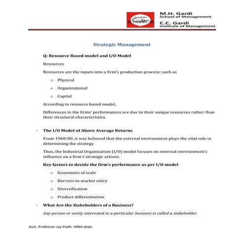 Strategic management gtu module wise points | PDF