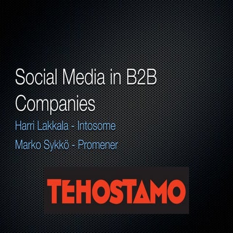 Social Media in B2B Companies