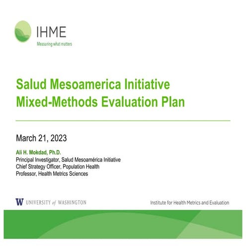 Salud Mesoamérica Initiative: Mixed-Methods Evaluation Plan