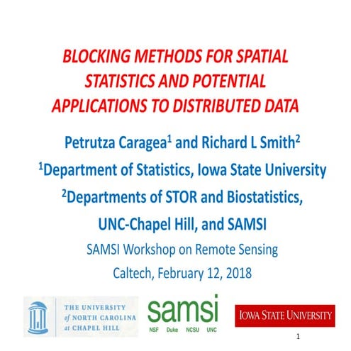 CLIM Program: Remote Sensing Workshop, Blocking Methods for Spatial Statistic...