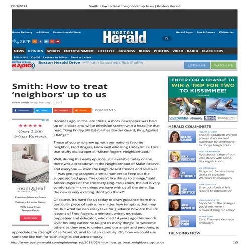 Op-Ed: How to be a good neighbhor 