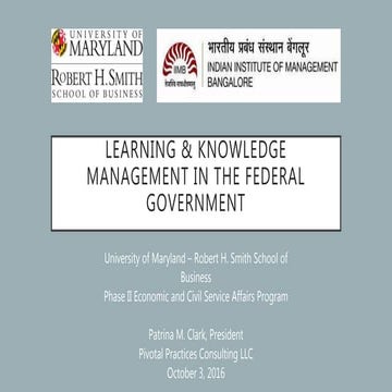 Leadership and Knowledge Management in the Federal Government