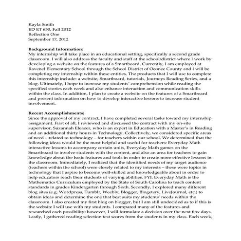 Smith internship reflection_one