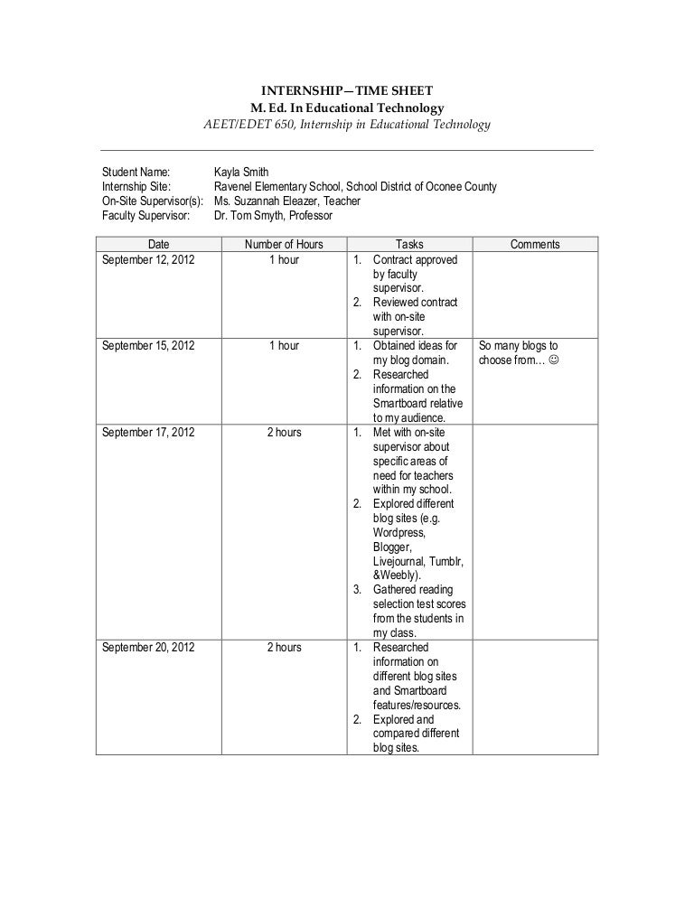 internship timesheet