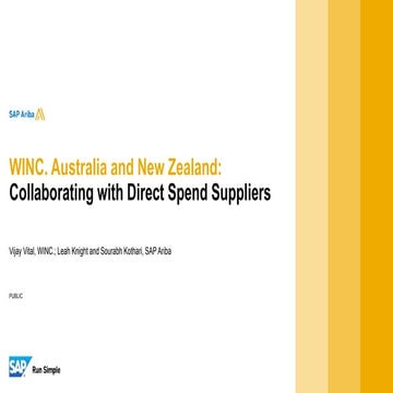 WINC. Australia and New Zealand: Collaborating with Direct Spend Suppliers - SID 51252