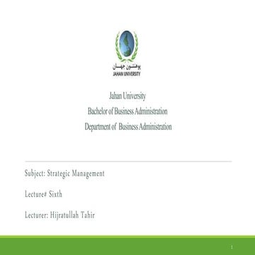 Strategic Management lecture # 06