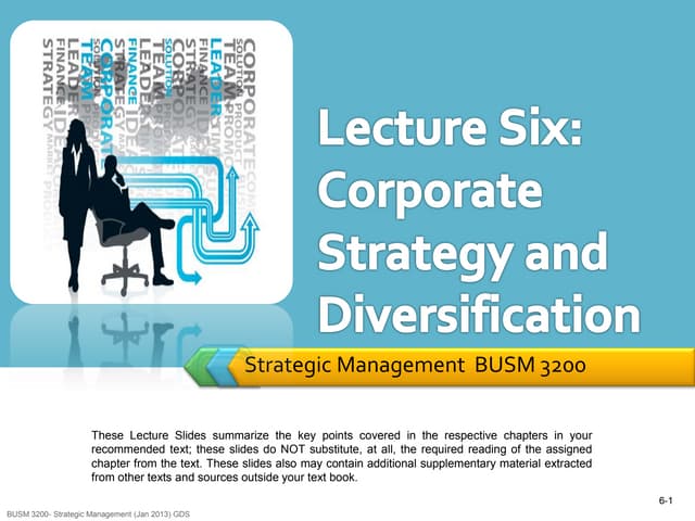 SM Lecture Six : Corporate Strategy and Diversification