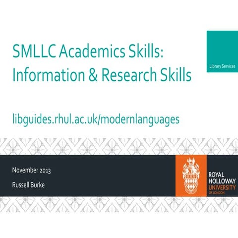 SMLLC UG Academic Skills - Information & Research Skills session