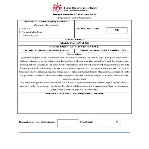 Statistics in Finance - M&A and GDP growth