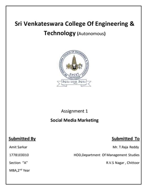 Social Media Marketing Assignment