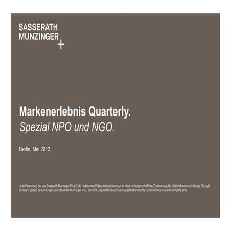 SM+ Markenerlebnis Quarterly Spezial NPO und NGO