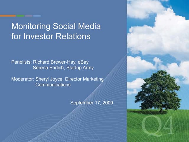 Monitoring Social Media for Investor Relations - September 17, 2009